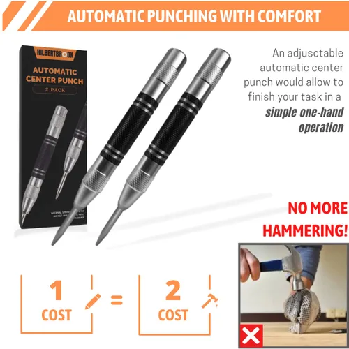 Miniatura 4 de Punzón central automático de 5 pulgadas, con resorte, punzón central, herramienta de perforación de tensión ajustable para metal, madera, vidrio