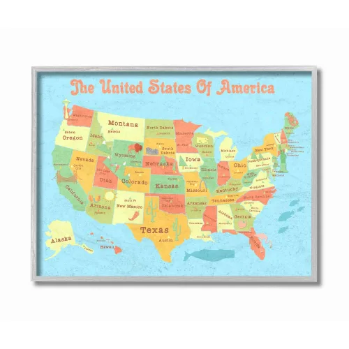 Miniatura 8 de Stupell Industries Estados Unidos de América, Estados Unidos de América, mapa de niños, arte de pared de gran tamaño, fabricado con orgullo