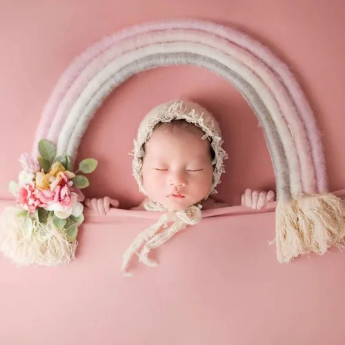 Miniatura 8 de Accesorio de fotografía para bebé recién nacido, decoración para colgar en la pared, decoración bohemia macramé arco iris para colgar en la pared
