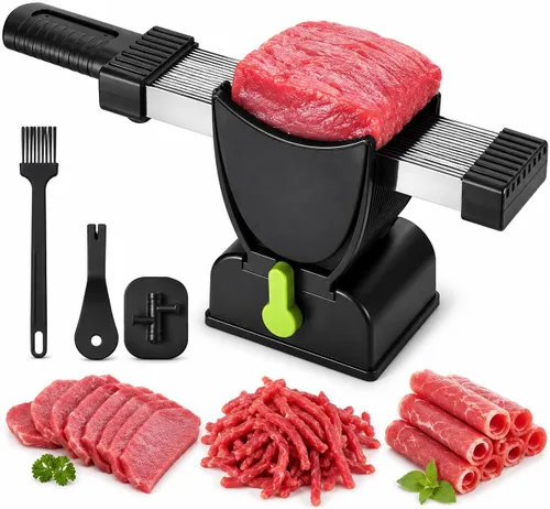 OMNIZO - Juego de cuchillos para cortar carne, acero inoxidable 17 en 1, ajustable solo para cuchilla de carne fresca sin hueso, cortador manual de