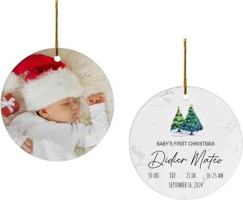 Miniatura 8 de FLOCHIL Adorno personalizado para la primera Navidad del bebé con nombre de foto, adorno personalizado para la primera Navidad, regalos para bebés