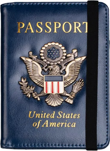 Miniatura 10 de TOURSUIT Combo de pasaporte y tarjeta de vacunación con bloqueo RFID, estuche protector para documentos de viaje, organizador de pasaporte de cuero