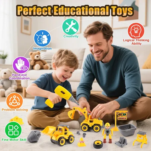 Miniatura 4 de LUDILO Juguetes para niños pequeños de 3 a 5 años: Mini ensamblaje DIY STEM juguetes educativos de construcción de camiones de juguete con taladro
