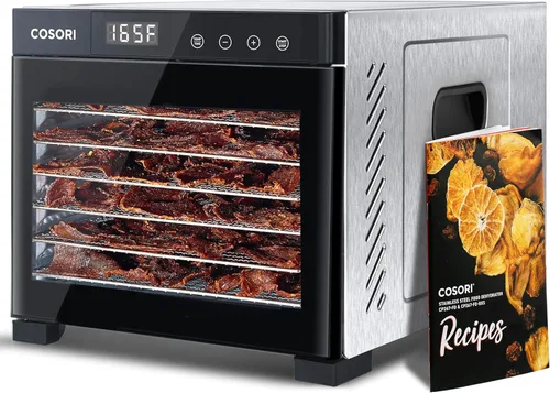 COSORI Deshidratador de alimentos para carne seca, gran espacio de secado con 6.48 pies cuadrados, máquina deshidratadora de 600 W, 6 bandejas de
