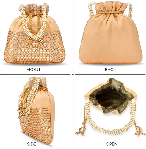 Miniatura 4 de Aheli Ethnic Potli Bag Gift for Women Handmade Purse Evening Handbags Stylish Bridal Fashion Clutch Bag Gift
