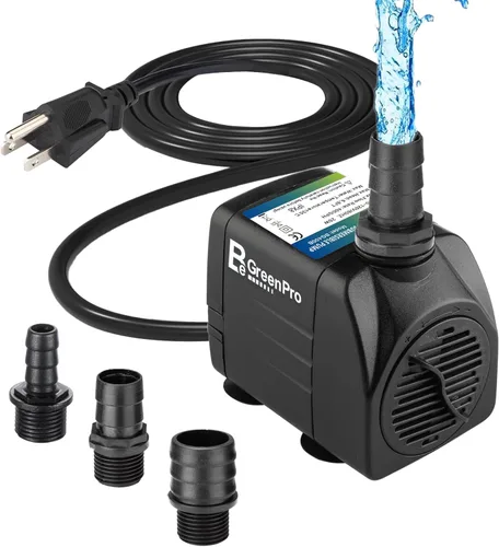 Bomba de agua sumergible de 550 GPH (2000 L/H 30 W), bomba de fuente ajustable ultra silenciosa con 4 boquillas de elevación de 7.2 pies de alto