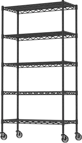 Miniatura 8 de Soywey - Estantería de almacenamiento ajustable de 5 estantes, resistente, estante de alambre, organizador de metal para lavandería, baño, cocina