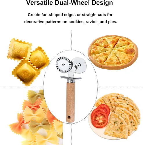 Miniatura 3 de Rueda de doble cortador de pastelería,Herramienta de hornear de doble cabeza para uso doméstico y cocina,Cortador de ravioles