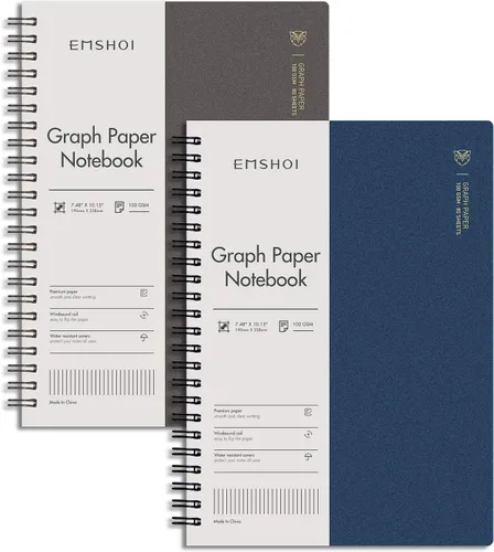 Miniatura 17 de EMSHOI Cuaderno de espiral de papel cuadriculado de 7.48 x 10.15 pulgadas, paquete de 2 cuadernos de 320 páginas B5 con notas adhesivas, papel