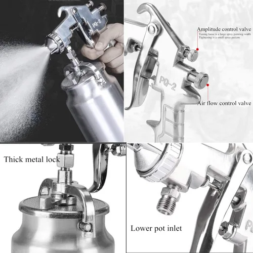 Miniatura 6 de Pistola pulverizadora profesional de alimentación por sifón, boquilla de 0.071 in para rociar pinturas a base de aceite o látex, con kits