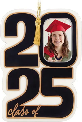Miniatura 9 de Hallmark Keepsake Adorno de Navidad 2024, Felicidades, Grad! Marco de fotos, porcelana, regalo para graduados