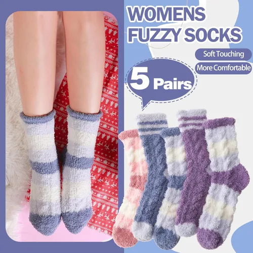 Miniatura 2 de ANTSANG Calcetines peludos para mujer, pantuflas de invierno, mullidos, cómodos, acogedores, calcetines cálidos para el hogar