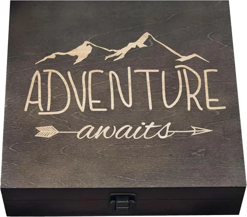 Miniatura 10 de Our Adventures Box, 8.5 x 8 x 2.5 pulgadas, caja de madera, caja de recuerdo, caja de memoria, caja de regalo, regalo de 5 aniversario, ideas