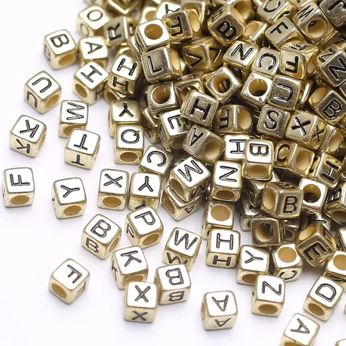 Miniatura 10 de 1000 piezas de cuentas cuadradas luminosas con letras, cuentas de cubo que brillan en la oscuridad, cuentas de letras luminosas acrílicas, cuentas