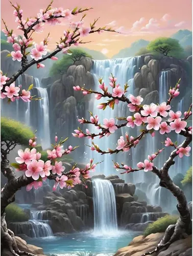Ausanrl Pintura de diamante de flor de ciruelo, pintura de diamante para adultos, pintura de diamante 5D, pintura de diamante de taladro completo,