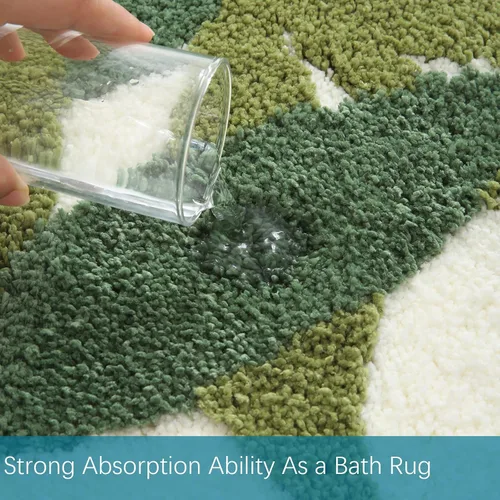 Miniatura 3 de Tapete verde para baño, de microfibra, absorbente, con diseño de hojas con reverso antideslizante para uso bajo techo en la puerta de entrada