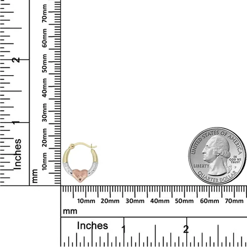 Miniatura 6 de AVORA Aretes de aro criollos de corazón de oro de 10 quilates: paquete de 3 tonos y oro amarillo, Plata de ley Oro amarillo