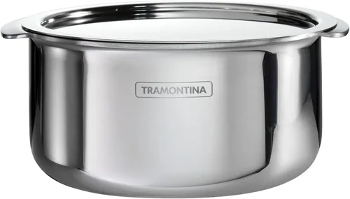 Tramontina Utsava Tope de Acero Inoxidable Tri-Capa de 1.75 Cuartos con Tapa, Olla Patila Pequeña para Cocina India