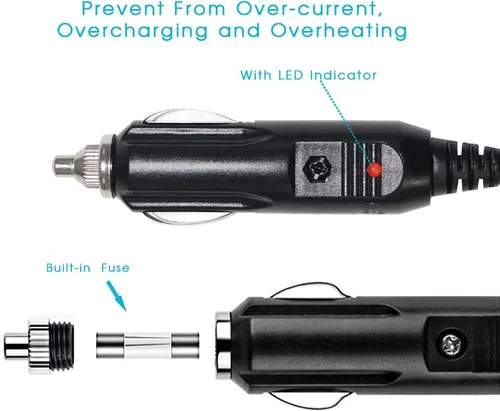 Miniatura 5 de Cable de extensión para encendedor de cigarrillos - Cable de extensión de coche de 6 pies, 12 V, enchufe macho a hembra con luces LED de 16 AWG