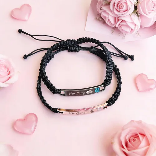 Miniatura 7 de HUASAI Juego de 4 collares de corazón para mujeres, parejas, collares, pulseras a juego para parejas, regalos de joyería, colgante, collar a juego