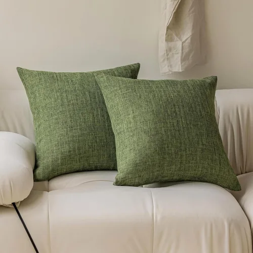 Miniatura 27 de Fundas de almohada decorativas Demetex grises 18x18, fundas de almohada cuadradas de lino para sofá, fundas de almohada estilo granja para cama