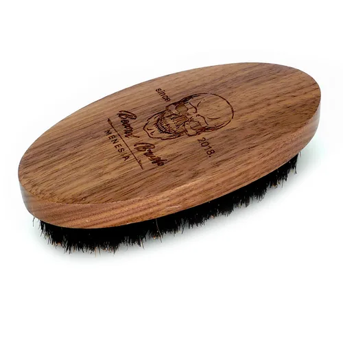 Miniatura 9 de Cepillo de barba y pelo con cerdas de jabalí negro para hombres, pequeño cepillo de madera de viaje para el bolsillo (negro)