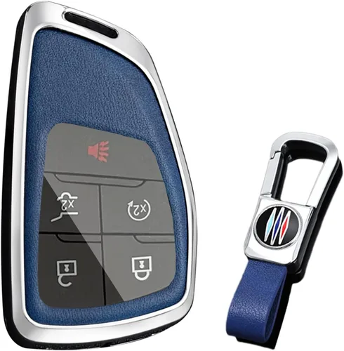 Miniatura 13 de KUNIO Funda para Llavero de Coche Compatible con Chevy Silverado Traverse Equinox Sierra 1500 2500HD 3500HD 2022-2025 Portallaves de Cuero PU Negro