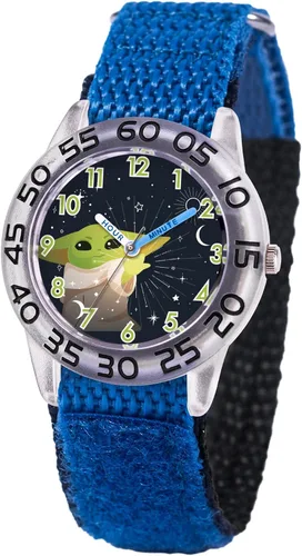 STAR WARS Reloj de profesor de tiempo plástico para niños, reloj analógico de correa de nailon de cuarzo, Azul, Plástico