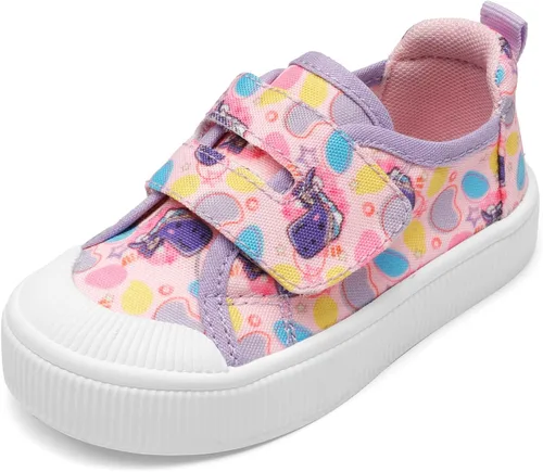 DREAM PAIRS Zapatos deportivos de lona de dibujos animados para niños y niñas, zapatos de lona con gancho y bucles, zapatos casuales para caminar