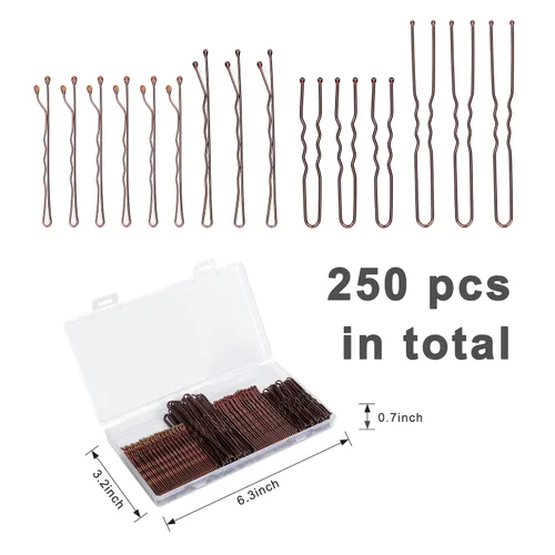 Miniatura 3 de 250 unidades de horquillas para el cabello, pinzas Bobby negras con caja de almacenamiento, horquillas onduladas de 2 pulgadas y 2.4 pulgadas