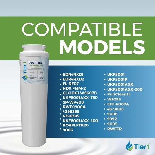 Miniatura 3 de Tier1 Filtro de agua para refrigerador RWF1040 UKF8001 Reemplazo para Whirlpool EDR4RXD1, Maytag 4396395, rwf0900a, fl-rf07, fmm-2 Hasta 6 meses