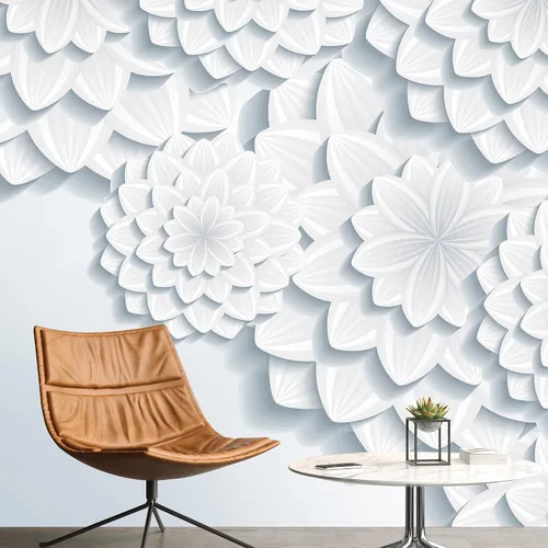 Miniatura 9 de NWT Calcomanía removible de pared/mural blanco pastel azul margarita, naturaleza, desierto, arte digital, arte moderno, decorativo, floral