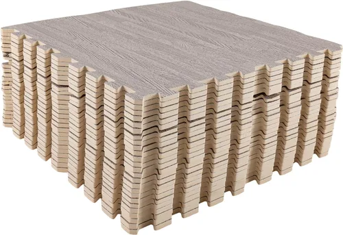 Miniatura 7 de Azulejos de espuma estampada de 0.4 pulgadas de grosor, 24 x 24 pulgadas, 25 piezas, suelo protector estilo grano de madera, para el hogar