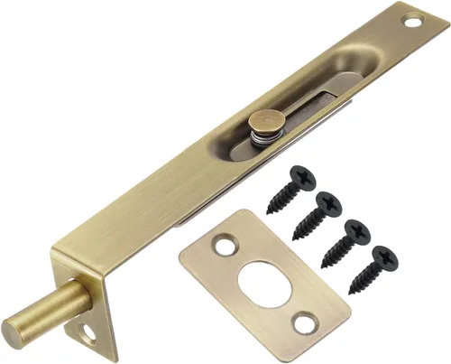 uxcell Perno empotrado, cerradura oculta de acero inoxidable de 6 pulgadas para puertas compuestas de madera, puertas dobles, bronce claro, 2 (Light