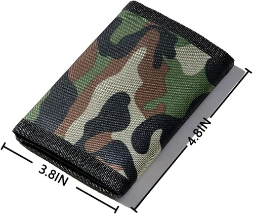 Miniatura 2 de Leyeve Wallet,Kids Festivals gifts,Birthday Gifts Wallet,RFID Trifold Canvas Outdoor Sports Wallet for Kids-Utility Wallet for Green camouflage