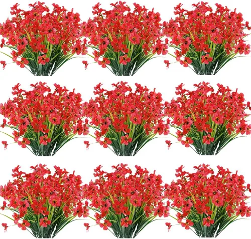 Miniatura 14 de JEMONG - 20 paquetes de flores artificiales para exteriores, resistentes a los rayos UV, flores falsas que no se decoloran, plantas de plástico