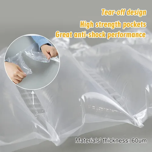 Miniatura 3 de Almohadas de aire para envío, 200 bolsas de aire inflables (3.94 x 7.88 pulgadas, 60 μm) con bomba, película de cojín reciclable para embalaje