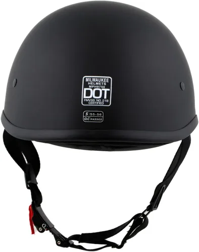 Miniatura 2 de Milwaukee Helmets MPH9750DOT - Casco de media motocicleta negro mate aprobado por puntos para hombres y mujeres, talla L