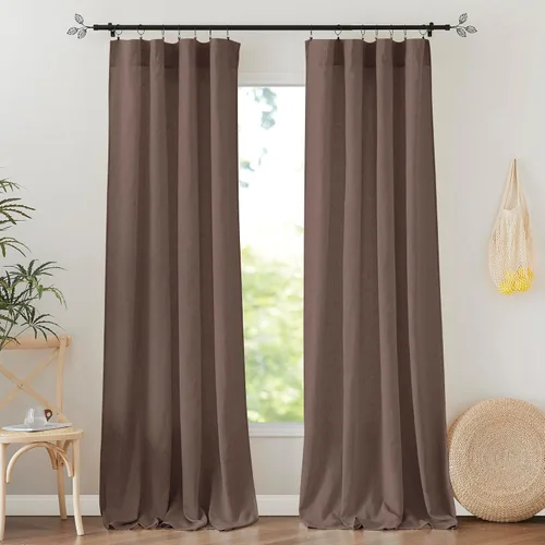Miniatura 32 de RYB HOME - Cortinas de lino natural de 36 pulgadas de largo, juego de 2 paneles - Cortinas tejidas de lino suaves y transpirables, cortinas ligeras