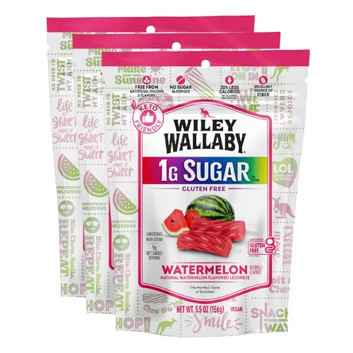 Miniatura 10 de Wiley Wallaby Dulces de regaliz gourmet de 5.5 onzas de sabor australiano suave y masticable, sin gluten, sabor australiano (5.5 onzas