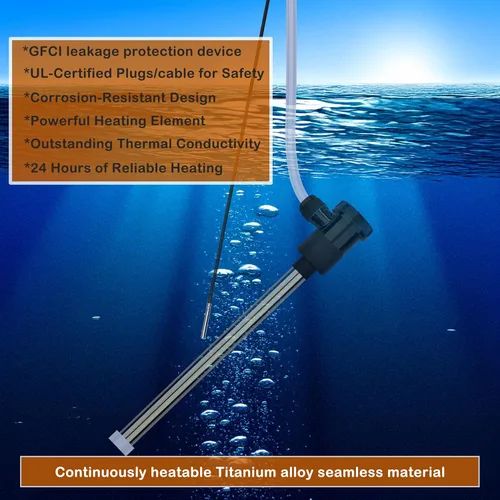 Miniatura 2 de Calentador de agua de inmersión eléctrico portátil de titanio de 2000 W totalmente sumergible para piscina y bañera de hidromasaje con GFCI, control