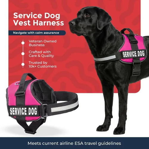 Miniatura 7 de Arnés Industrial Puppy para perros con correas y asa, y chaleco con parche reflectante, en un cómodo diseño de malla, Hot Pink Rosa encendido