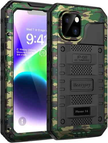 Miniatura 30 de Beasyjoy Funda impermeable para iPhone 14 Pro Max, funda de metal resistente con protector de pantalla integrado, protección de cuerpo completo