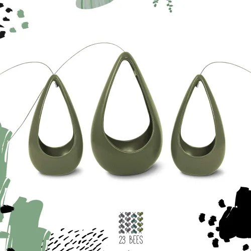 Miniatura 3 de 23 Bees, Soporte colgante para plantas de aire, maceta de cerámica con colgador verde, contenedor pequeño flotante para suculentas, soportes
