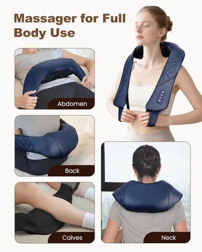 Miniatura 6 de Beleduc Masajeador de cuello inalámbrico para aliviar el dolor de tejido profundo, masajeador Shiatsu cuello hombros con calor, masajeador eléctrico