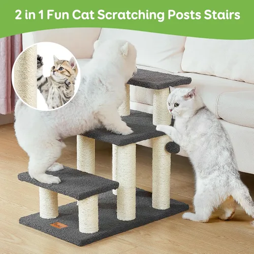 Miniatura 2 de Pawque Escaleras para Perros y Poste Rascador para Gatos, Escalones para Mascotas para Camas Altas y Sofá, Tableros de Alta Resistencia Soportan