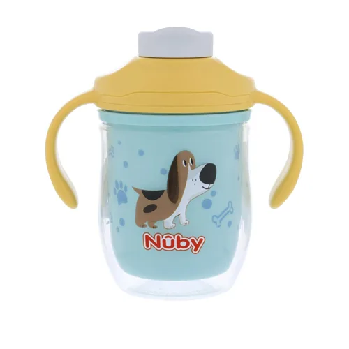 Miniatura 5 de Nuby Vaso aislado 2 en 1 para niños pequeños con popote con peso de 360° y boquilla dura, 7 onzas, resistente a fugas con asas de fácil agarre, más