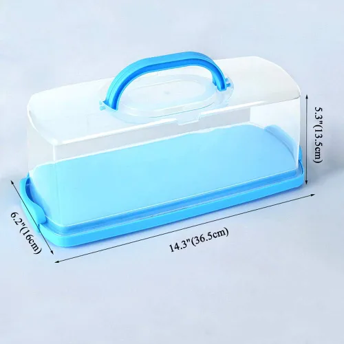 Miniatura 2 de Panera portátil con asa, contenedor de plástico rectangular para almacenamiento de alimentos, cúpula translúcida de 13 pulgadas para pasteles