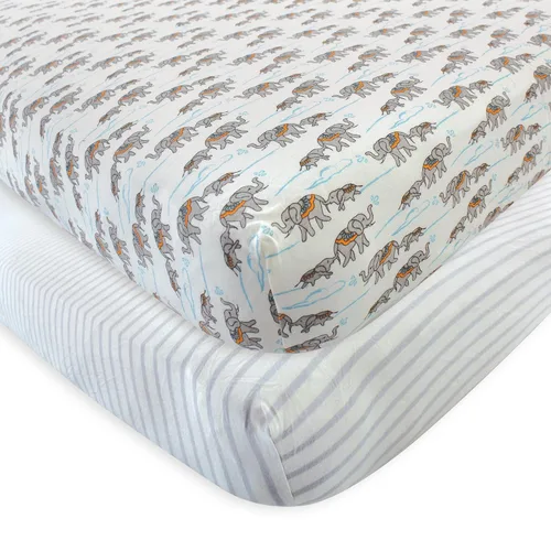Miniatura 3 de Touched by Nature Sábana de cuna unisex de algodón orgánico para bebés y niños pequeños, a cuadros, gris sólido, talla única