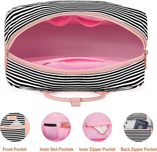 Miniatura 117 de IBFUN Bolsas de fin de semana para mujer, bolsa grande de lona para viaje, bolsa de viaje con compartimento para zapatos, 21 pulgadas, juego de 3